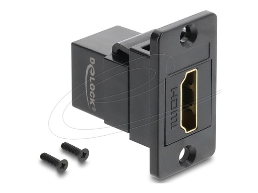 [91194] Delock HDMI Kupplung - HDMI weiblich zu HDMI weiblich - Schwarz - Panelmontage, 4K60Hz (3840 x 2160)