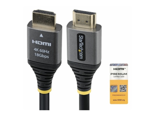 [HDMMV5F] StarTech.com Startech - Premium High Speed - HDMI-Kabel - HDMI männlich zu HDMI männlich - 1.5 m - abgeschirmt - schwarz & silber - 4K60Hz-Unterstützung, 1440p (UWQHD)