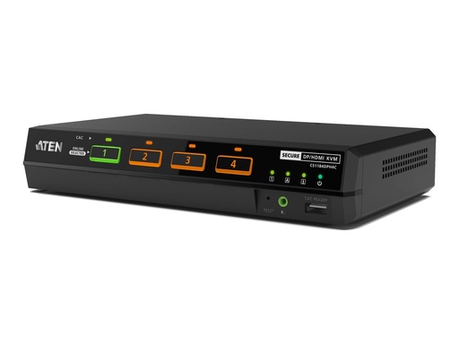 [CS1142DPH4C] ATEN CS1142DPH4C - KVM-/Audio-Switch - 5K, DisplayPort/HDMI, Universal, Secure, with CAC ((PSD PP v4.0 In Evaluation))