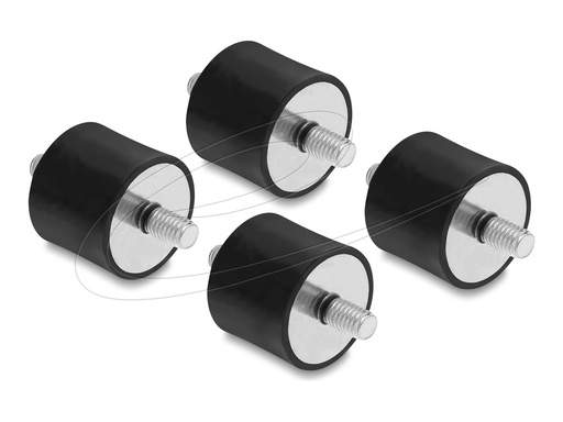 [60815] Delock Vibrationsdämpfer M6 x 1 mm D 25 H 20 mit 2 Außengewinde 4 Stück