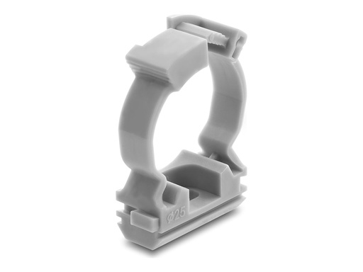 [22071] Delock Kabel Kabelkanalhalter - with locking clip, screw-on for 25 mm cable protection sleeve - Grau (Packung mit 100)
