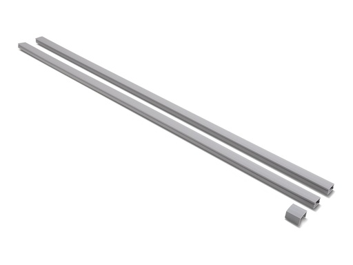[22090] Delock Kabelkanal - self-adhesive with sliding cover, 30 x 14 mm incl. connector - Montage an Fußleiste, Deckenmontage möglich, Tisch montierbar, montierbare Möbel, geeignet für Wandmontage - Grau - 1 m (Packung mit 2)