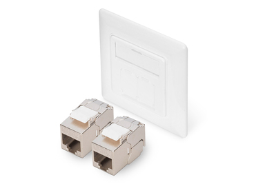 [DN-93831-2] DIGITUS Frontplatte und Einbaurahmen für Multimedia mit 2 x  DN-93615-S Keystone Modulen