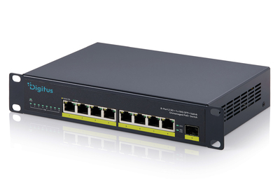 [DN-95333] DIGITUS 10" 2.5G 8-Port Unmanaged PoE+ Switch mit 1× 10G SFP+ (80W)