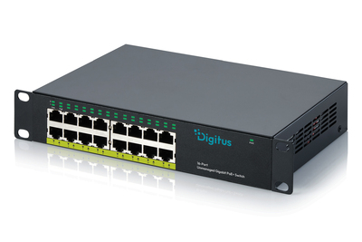 [DN-95334] DIGITUS 10" Gigabit 16-Port Unmanaged PoE+ Switch (120W)