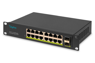 [DN-80118] DIGITUS 10" Gigabit 16-Port Unmanaged Switch mit 2× 1G SFP