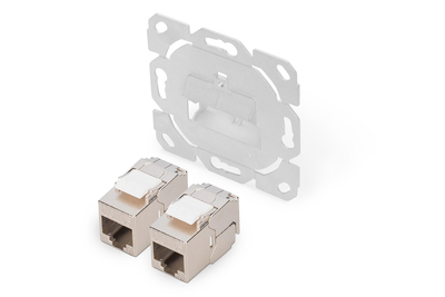 [DN-93831-1-2] DIGITUS Frontplatte ohne Mittelplatte, ohne Rahmen für Multimedia mit 2 x  DN-93615-S Keystone Modulen
