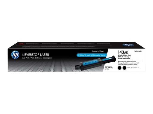 [W1143AD] HP 143AD - 2er-Pack - Schwarz - Tonernachfüllung