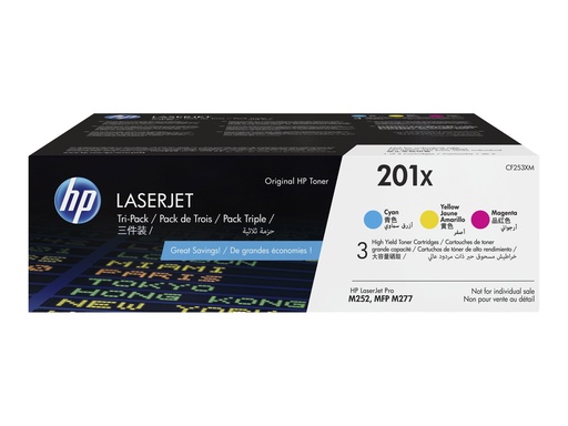 [CF253XM] HP 201X - 3er-Pack - Hohe Ergiebigkeit - Gelb, Cyan, Magenta - original - LaserJet - Tonerpatrone (CF253XM)