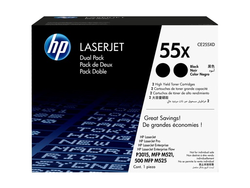 [CE255XD] HP 55X - 2er-Pack - Hohe Ergiebigkeit - Schwarz - original - LaserJet - Tonerpatrone (CE255XD)