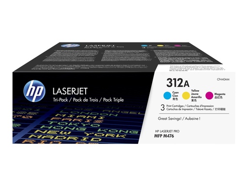 [CF440AM] HP 312A - 3er-Pack - Gelb, Cyan, Magenta - original - LaserJet - Tonerpatrone (CF440AM)