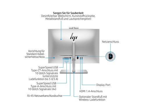 [A0ZB1EA#ABD] HP EliteOne 870 G9 - All-in-One (Komplettlösung) - Core i9 i9-14900 / 2 GHz - vPro - RAM 64 GB - SSD 1 TB - NVMe, TLC - UHD Graphics 770 - 1GbE, Wi-Fi 6E, Bluetooth 5.3 - WLAN: 802.11a/b/g/n/ac/ax (Wi-Fi 6E)